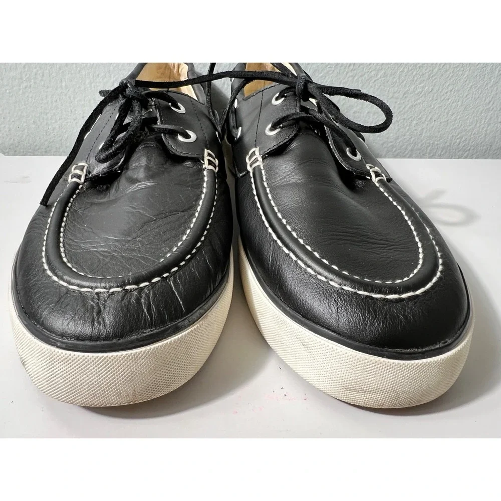 Polo Ralph Lauren‎ Mens Size 12 D Sander Leather Casual Loafers Boat Black Shoes